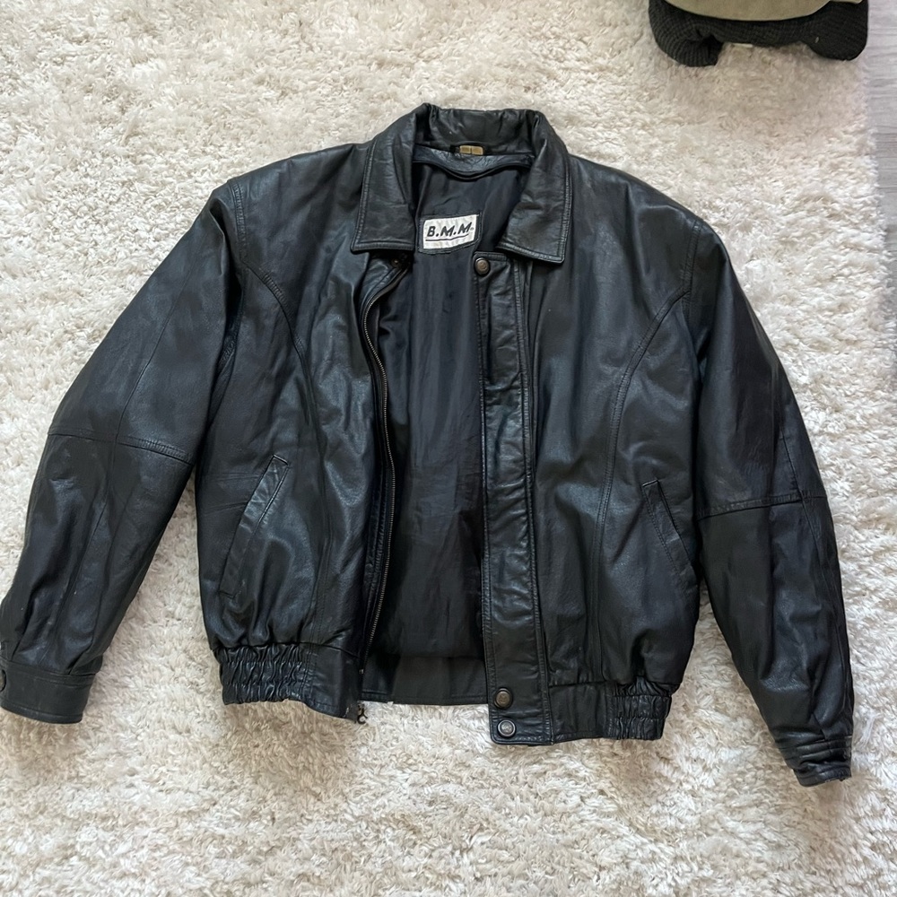 Oversized real leather jacket